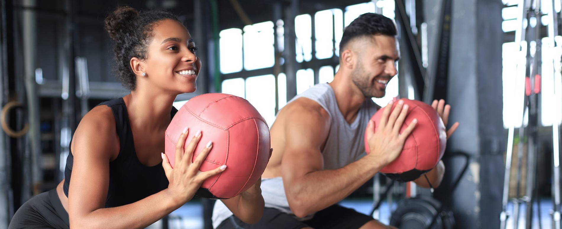 Two people training