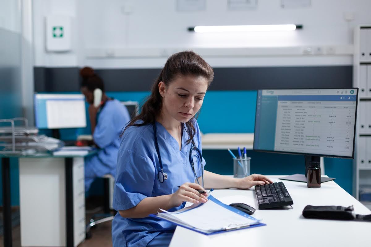 A nurse working at a hospital.